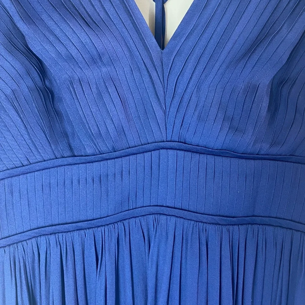 HALSON HERITAGE V-Neck Long Flowy Dress Evening Gown in Blue Size 2 - Picture 8 of 11